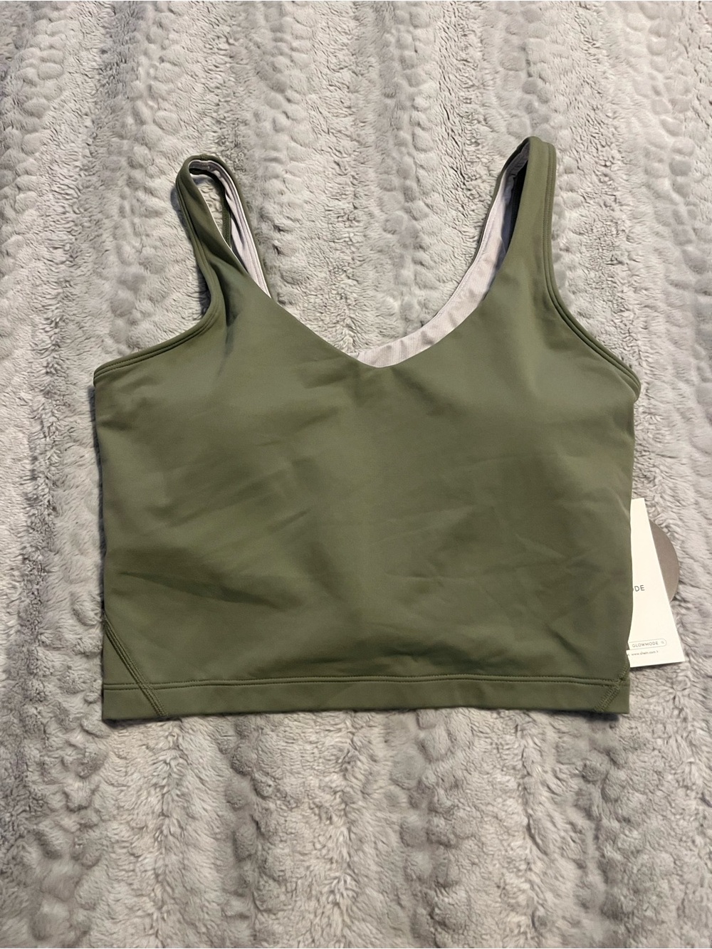 Olive Green Cropped V-Neck Athletic Tank Top